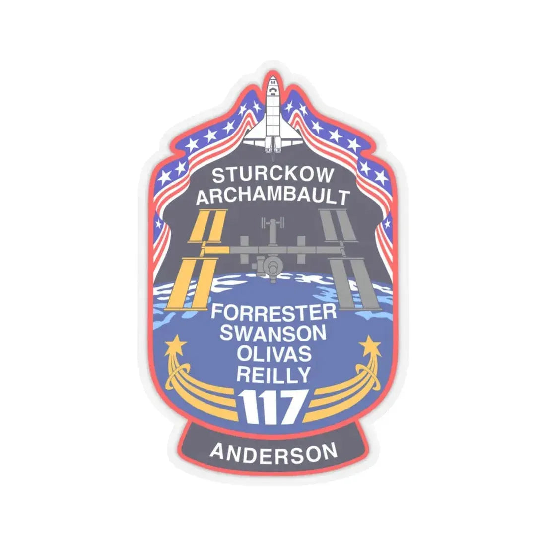 STS 117 Patch v2 NASA.png (NASA) STICKER Vinyl Kiss-Cut Decal 6 Inch Transparent - The Sticker Space