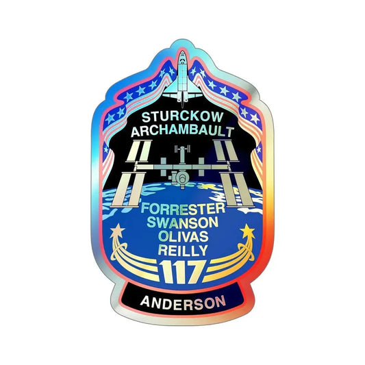 STS 117 v2 (NASA) Holographic STICKER Die-Cut Vinyl Decal 6 Inch Holographic - The Sticker Space