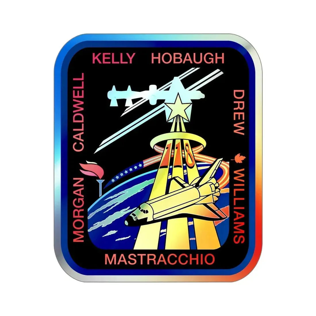 STS 118 (NASA) Holographic STICKER Die-Cut Vinyl Decal 5 Inch Holographic - The Sticker Space