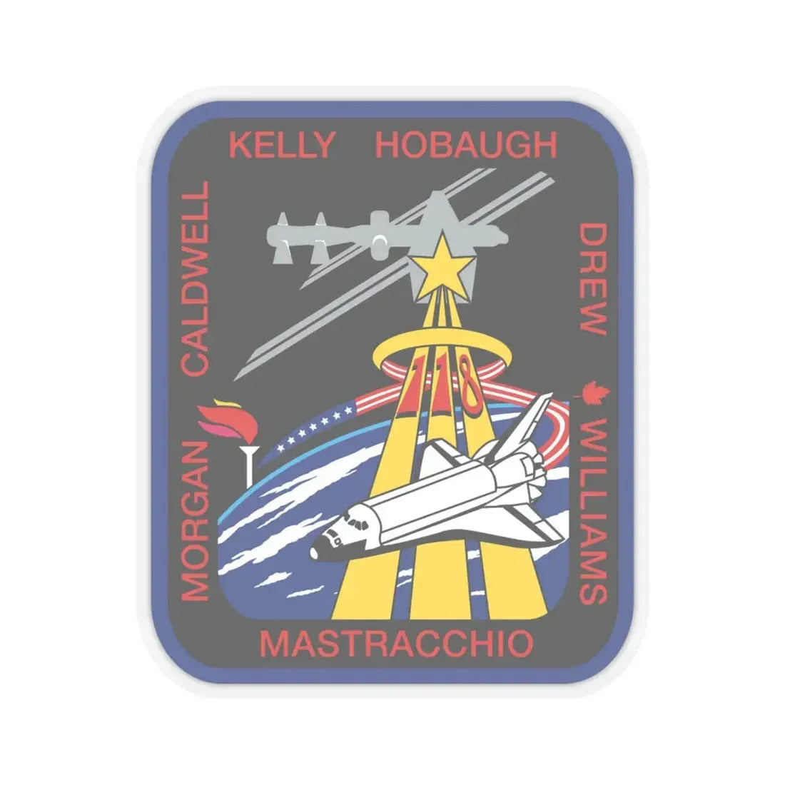 STS 118 (NASA) STICKER Vinyl Kiss-Cut Decal 6 Inch Transparent - The Sticker Space