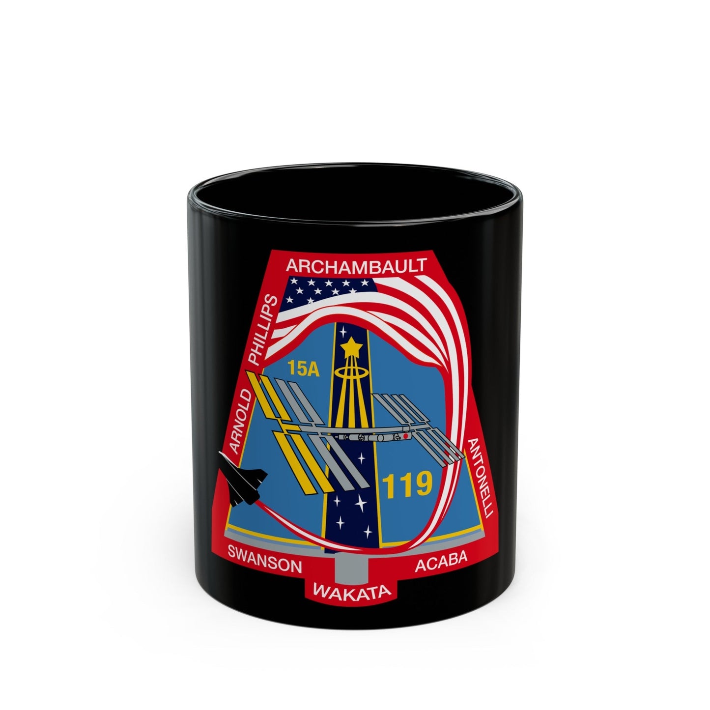 STS 119 (NASA) Black Coffee Mug-11oz-The Sticker Space