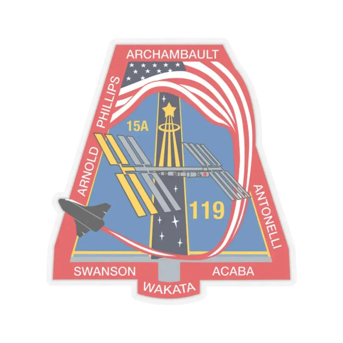 STS 119 (NASA) STICKER Vinyl Kiss-Cut Decal 2 Inch Transparent - The Sticker Space