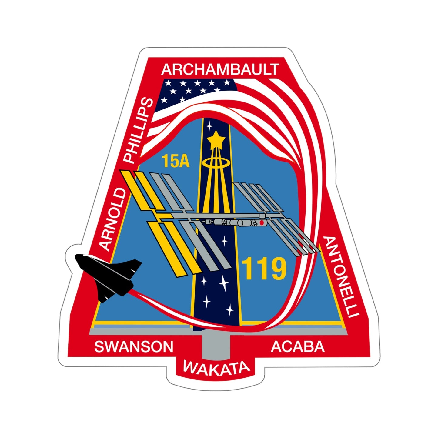 STS 119 Patch NASA STICKER Vinyl Die-Cut Decal-6 Inch-The Sticker Space