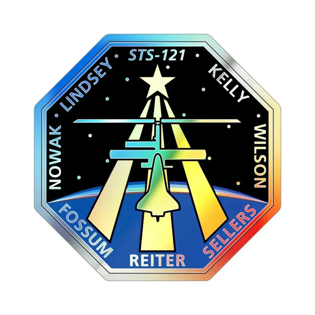 STS 121 (NASA) Holographic STICKER Die-Cut Vinyl Decal 2 Inch Holographic - The Sticker Space