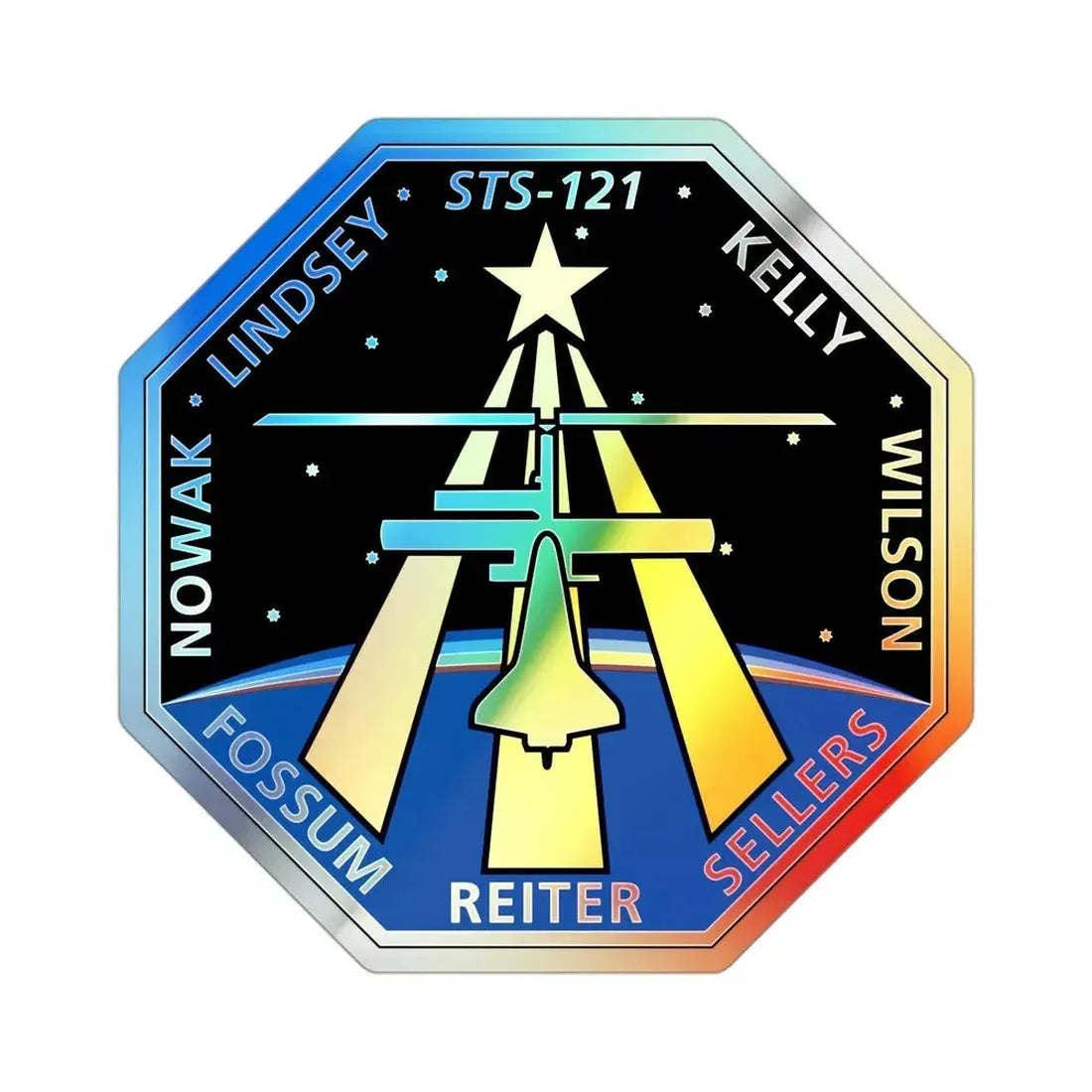 STS 121 (NASA) Holographic STICKER Die-Cut Vinyl Decal 3 Inch Holographic - The Sticker Space