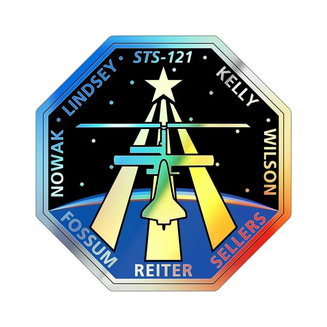 STS 121 (NASA) Holographic STICKER Die-Cut Vinyl Decal 6 Inch Holographic - The Sticker Space