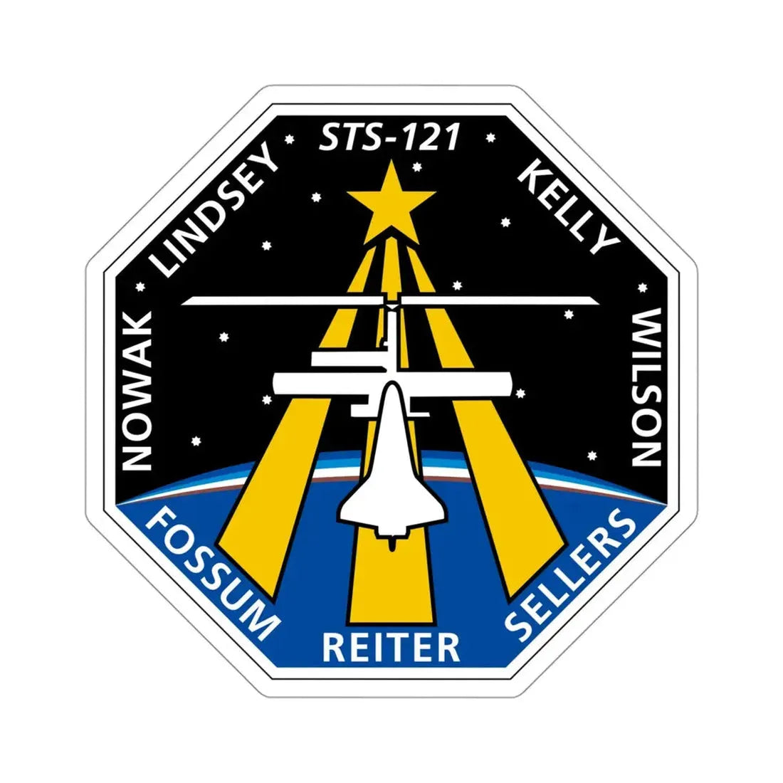 STS 121 Patch NASA STICKER Vinyl Die-Cut Decal 4 Inch - The Sticker Space