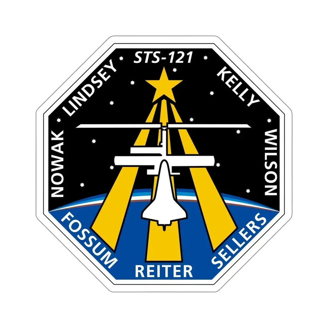 STS 121 Patch NASA STICKER Vinyl Die-Cut Decal 6 Inch - The Sticker Space