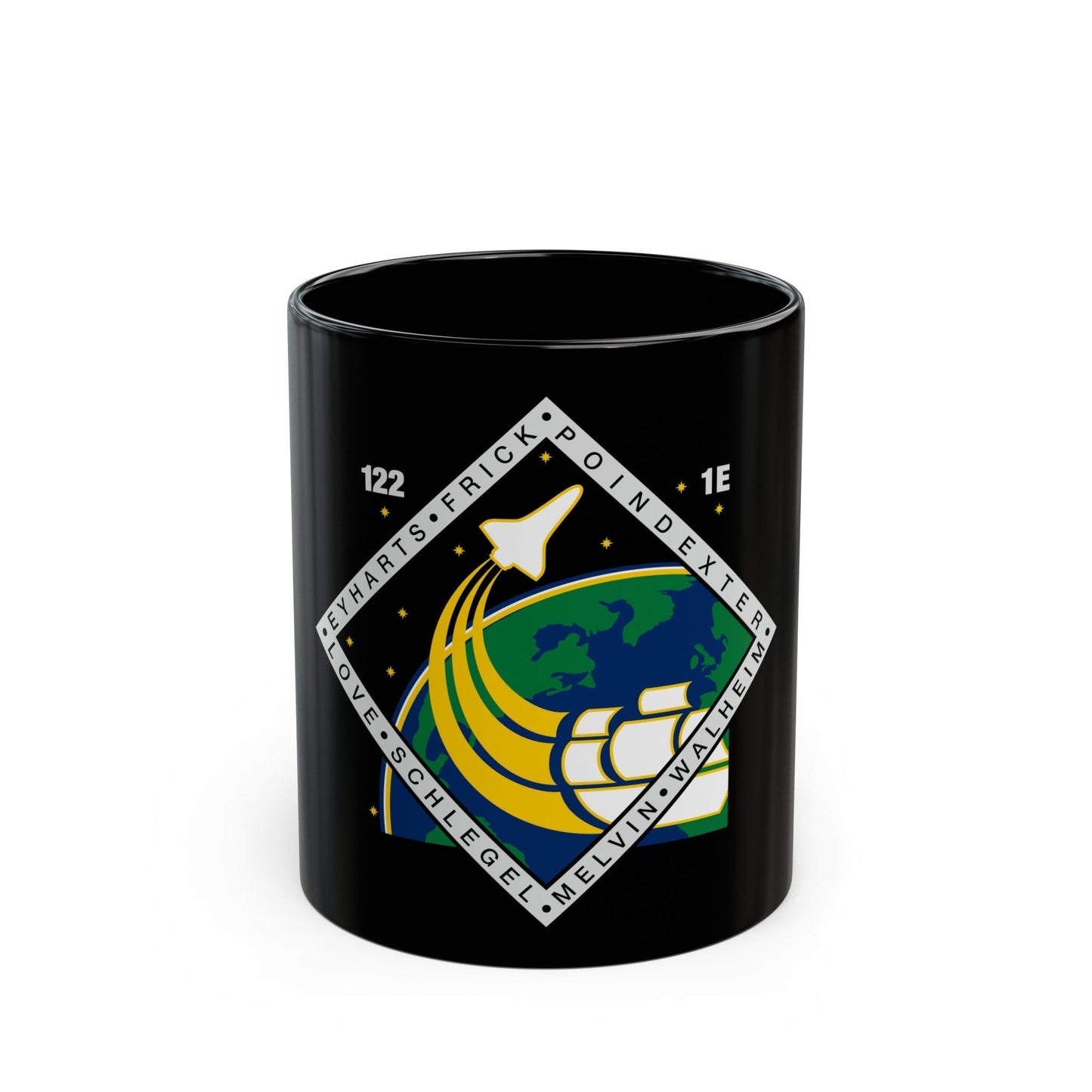 STS 122 (NASA) Black Coffee Mug-11oz-The Sticker Space