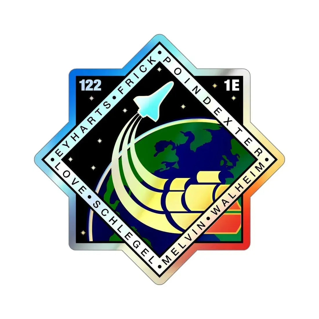 STS 122 (NASA) Holographic STICKER Die-Cut Vinyl Decal 5 Inch Holographic - The Sticker Space