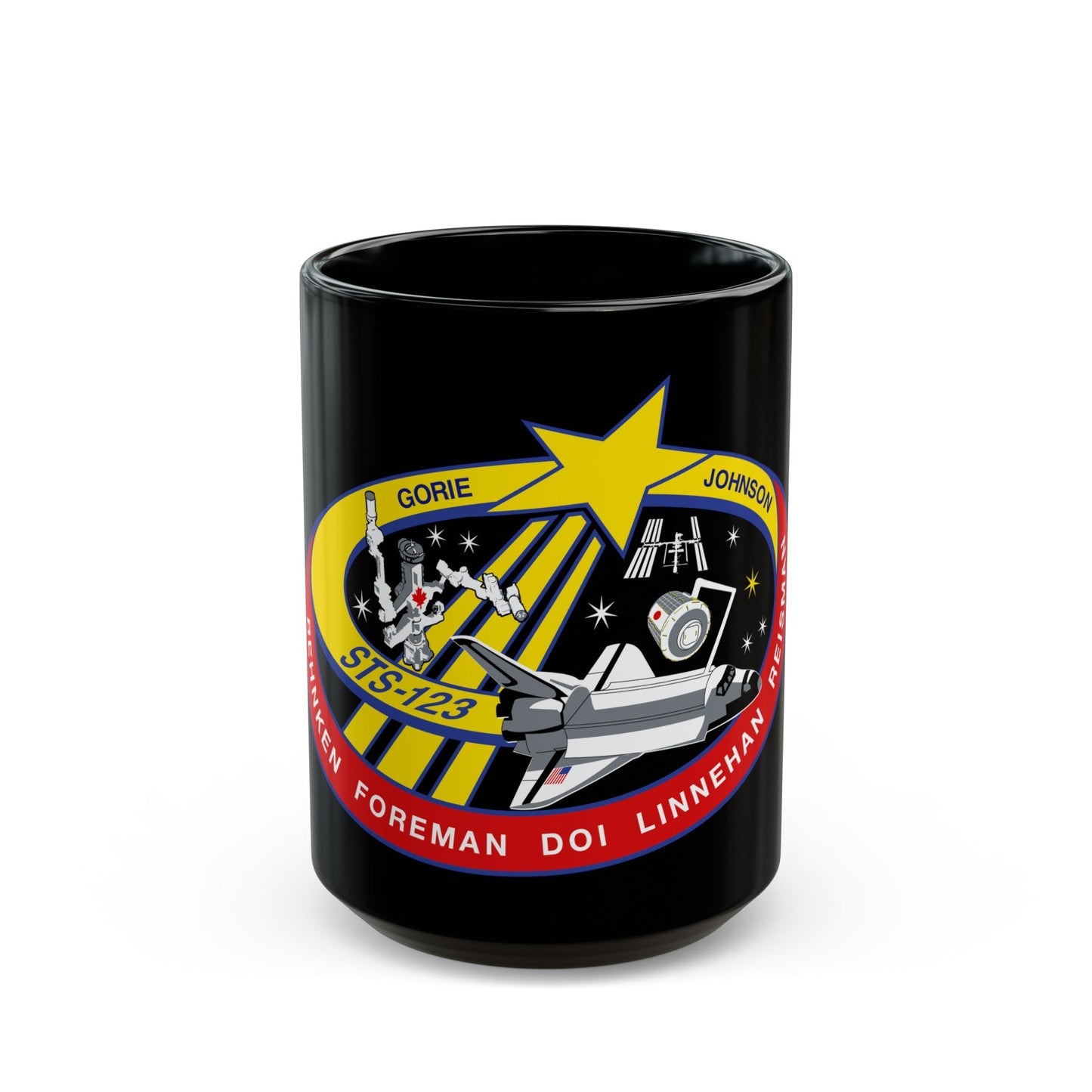 STS 123 (NASA) Black Coffee Mug-15oz-The Sticker Space