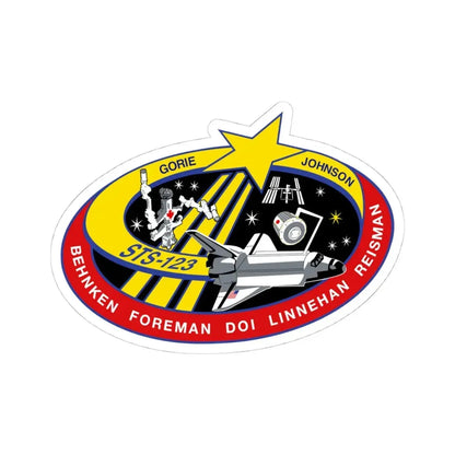 STS 123 (NASA) STICKER Vinyl Kiss-Cut Decal 4 Inch White - The Sticker Space
