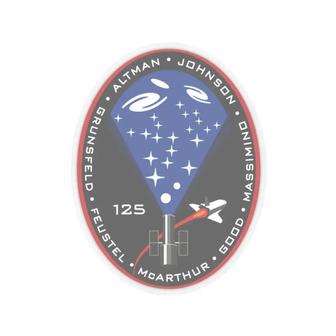 STS 125 (NASA) STICKER Vinyl Kiss-Cut Decal 2 Inch Transparent - The Sticker Space
