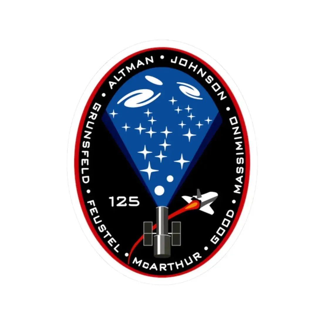 STS 125 (NASA) STICKER Vinyl Kiss-Cut Decal 2 Inch White - The Sticker Space