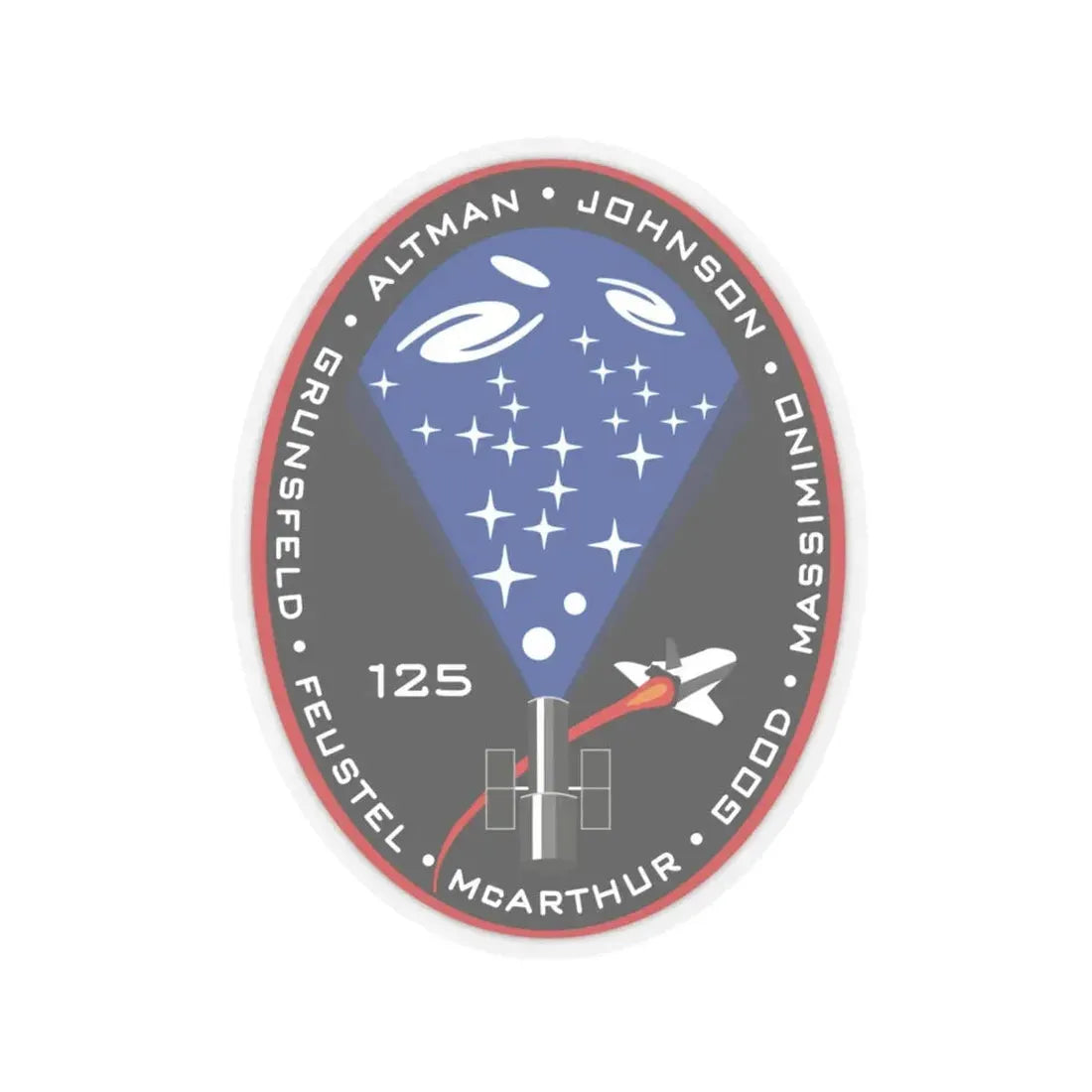 STS 125 (NASA) STICKER Vinyl Kiss-Cut Decal 4 Inch Transparent - The Sticker Space