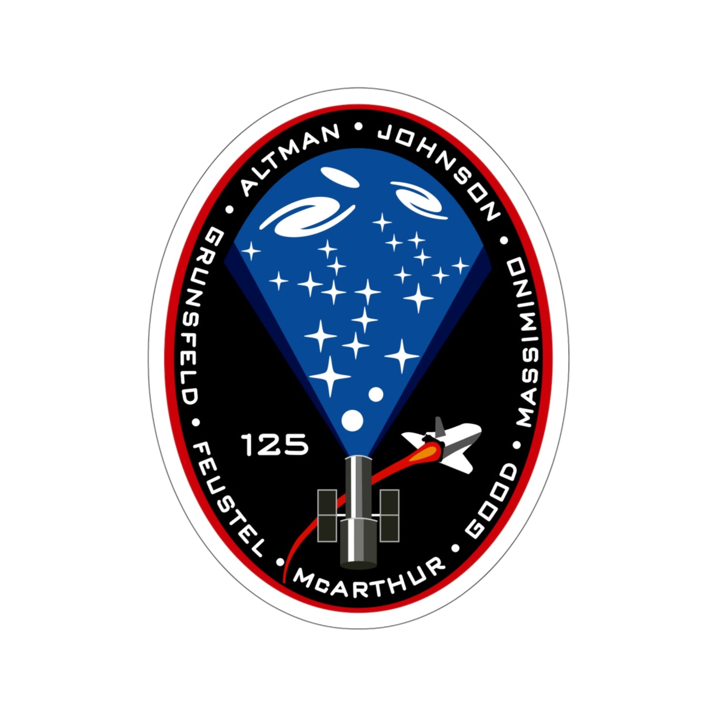 STS 125 Patch NASA STICKER Vinyl Die-Cut Decal-5 Inch-The Sticker Space