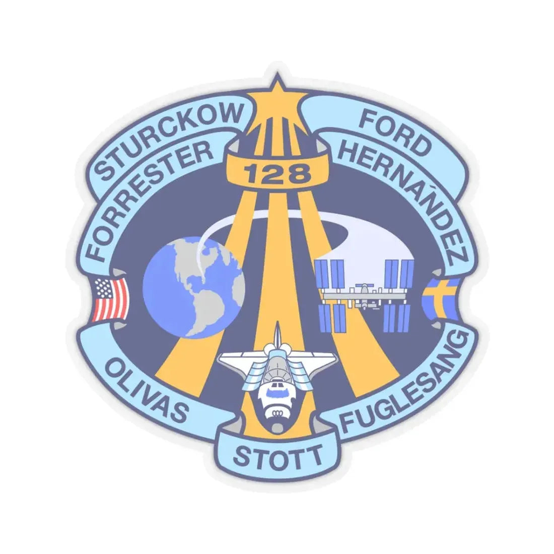 STS 128 (NASA) STICKER Vinyl Kiss-Cut Decal 3 Inch Transparent - The Sticker Space