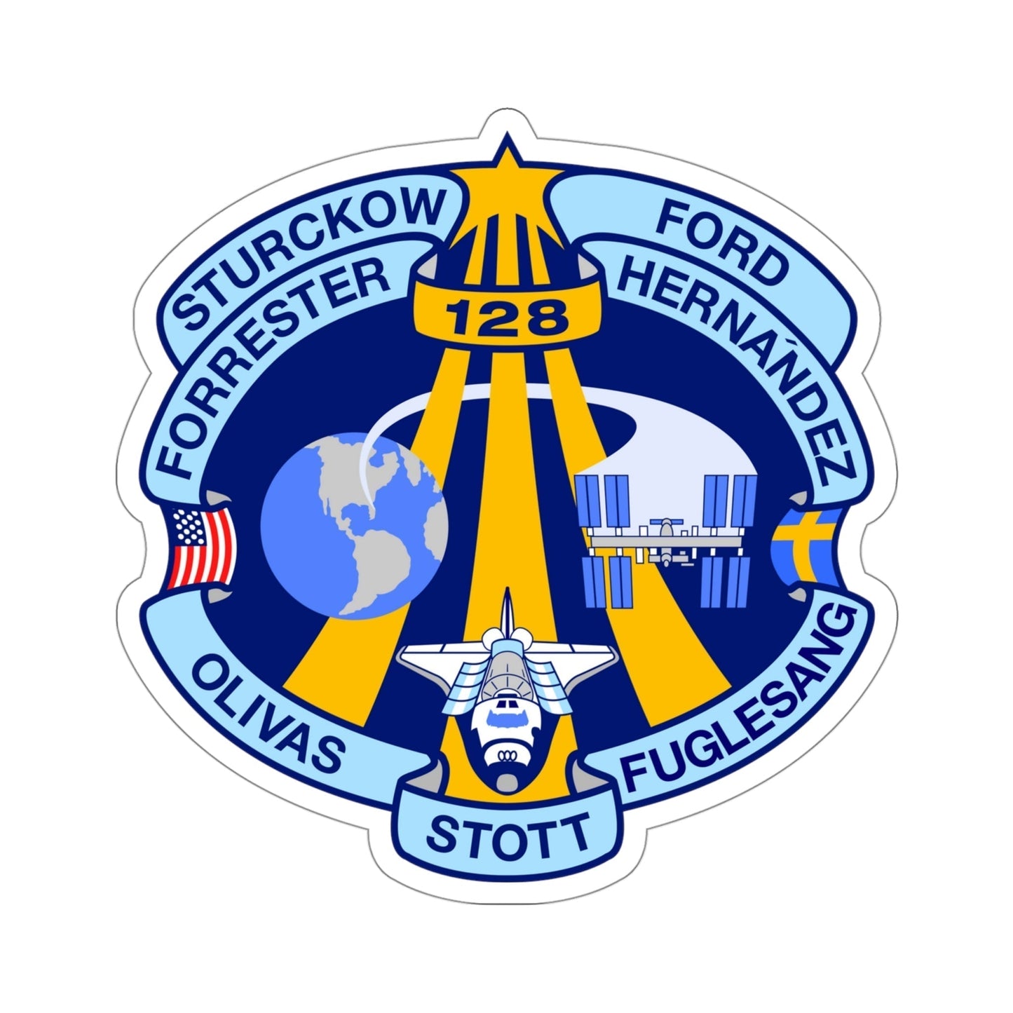 STS 128 Patch NASA STICKER Vinyl Die-Cut Decal-4 Inch-The Sticker Space