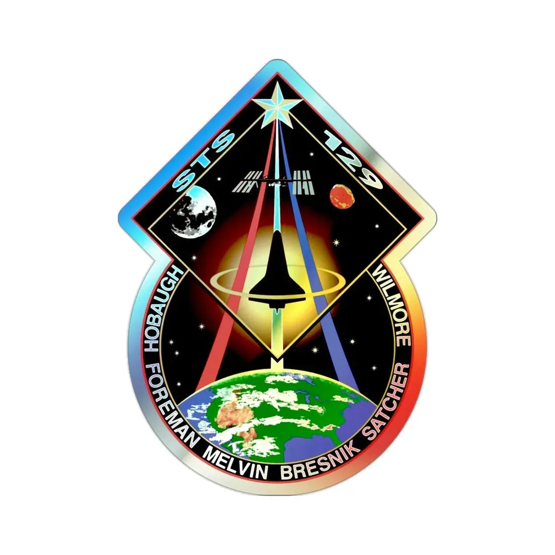 STS 129 (NASA) Holographic STICKER Die-Cut Vinyl Decal 2 Inch Holographic - The Sticker Space