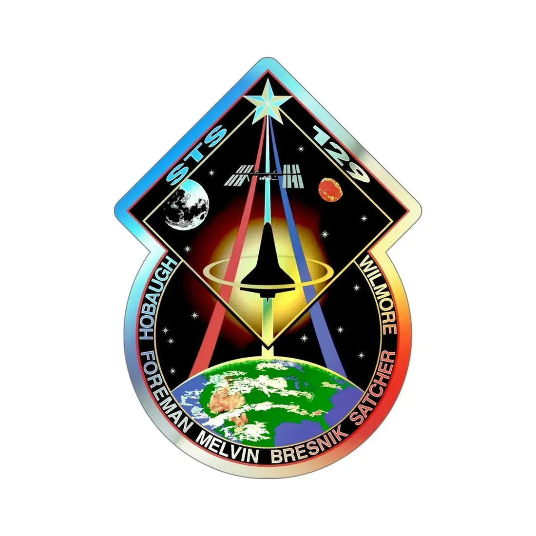 STS 129 (NASA) Holographic STICKER Die-Cut Vinyl Decal 5 Inch Holographic - The Sticker Space