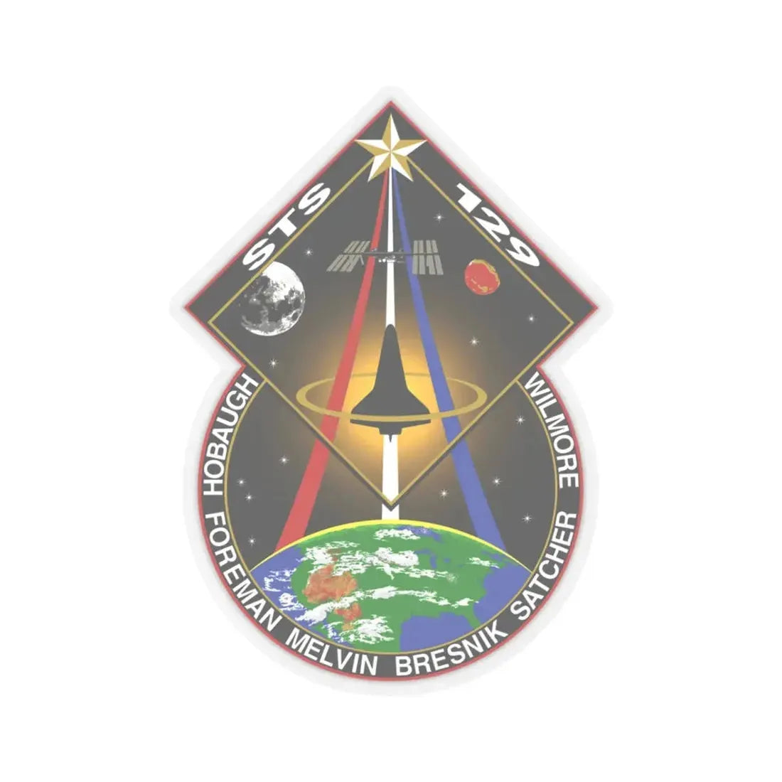STS 129 (NASA) STICKER Vinyl Kiss-Cut Decal 3 Inch Transparent - The Sticker Space