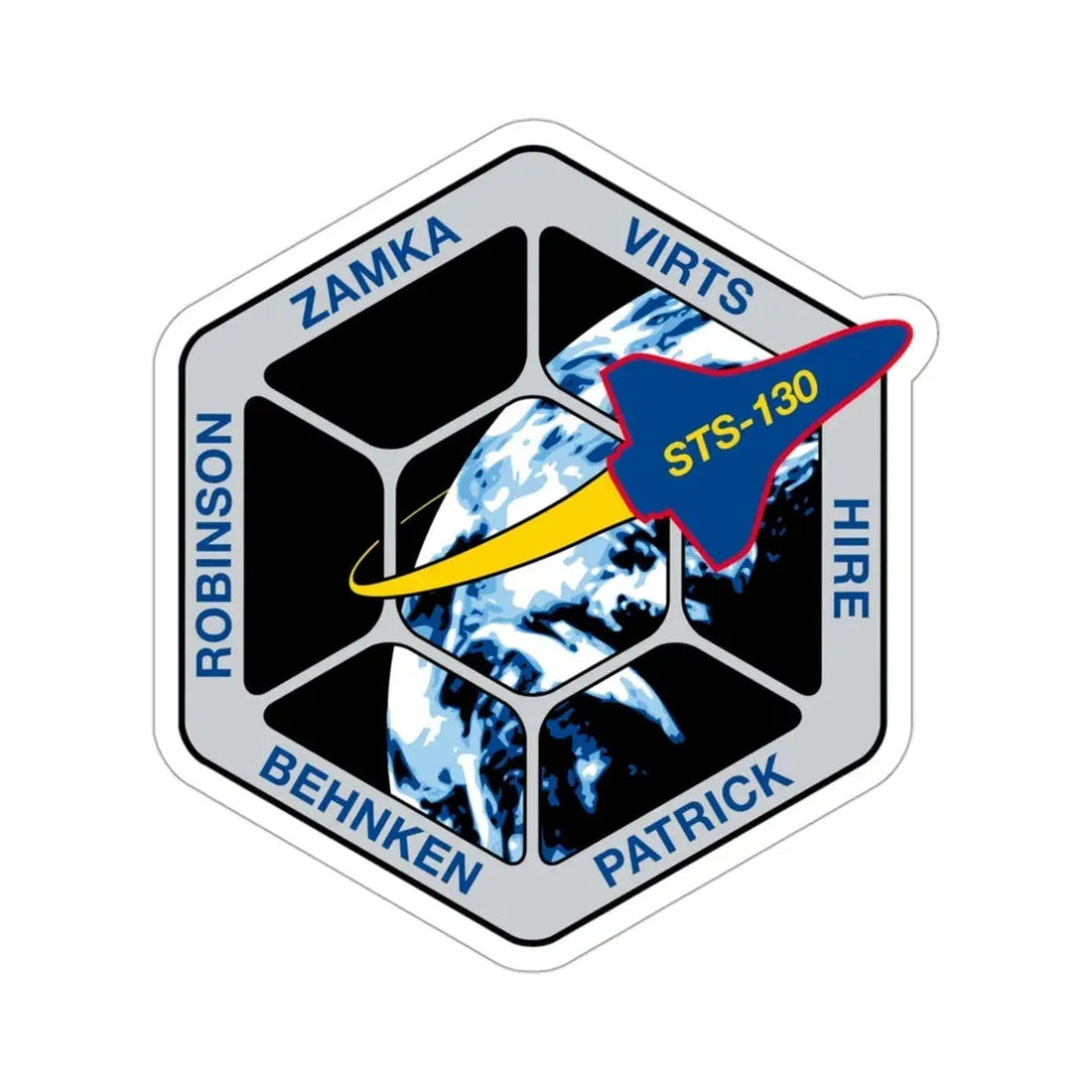 STS 130 Patch NASA STICKER Vinyl Die-Cut Decal 3 Inch - The Sticker Space