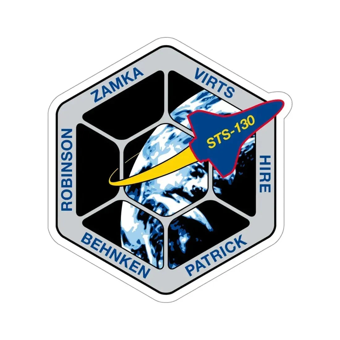 STS 130 Patch NASA STICKER Vinyl Die-Cut Decal 4 Inch - The Sticker Space