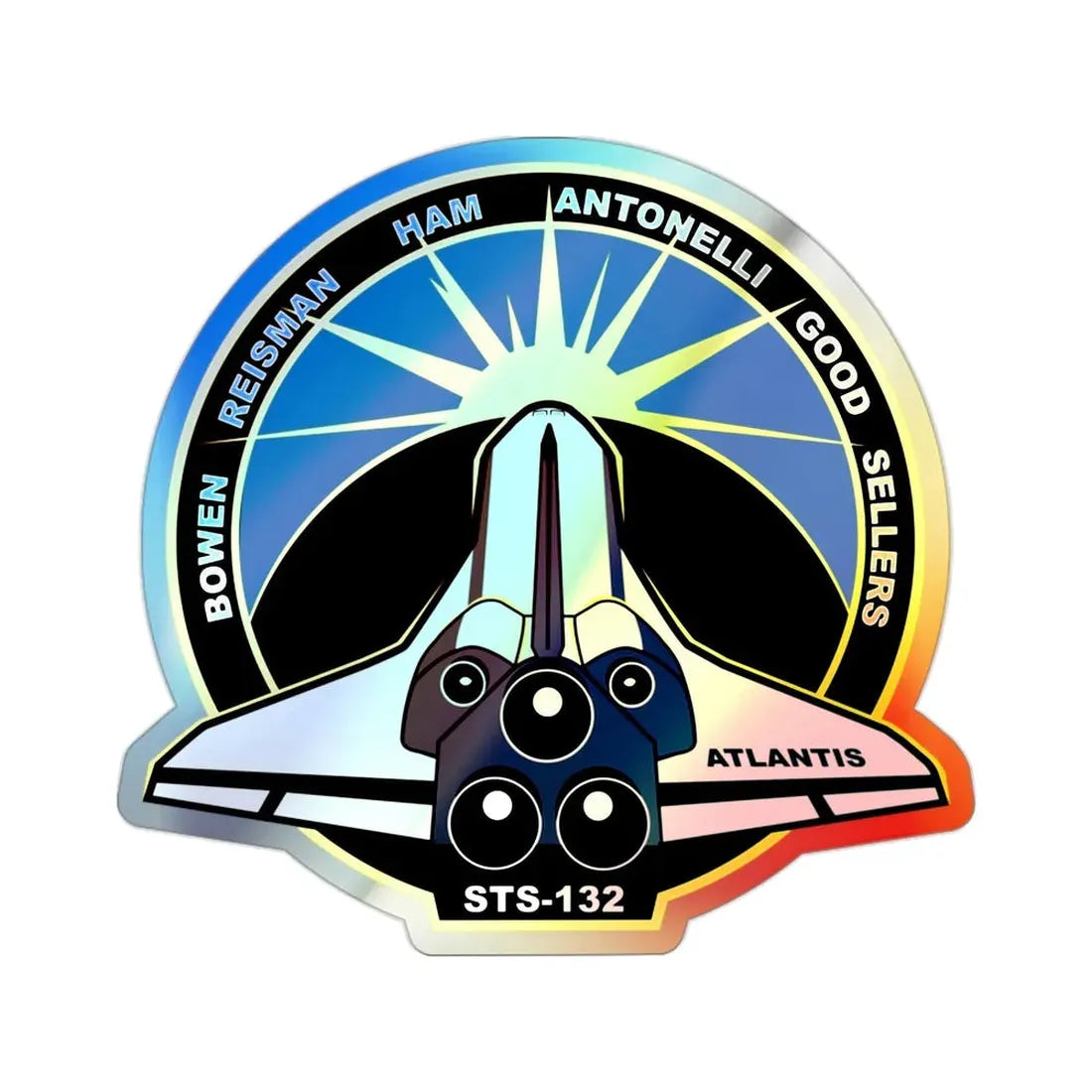 STS 132 (NASA) Holographic STICKER Die-Cut Vinyl Decal 2 Inch Holographic - The Sticker Space