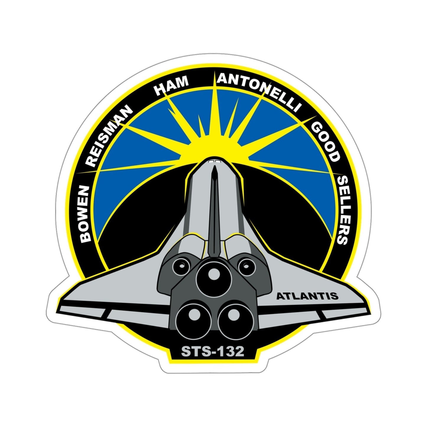 STS 132 Patch NASA STICKER Vinyl Die-Cut Decal-4 Inch-The Sticker Space