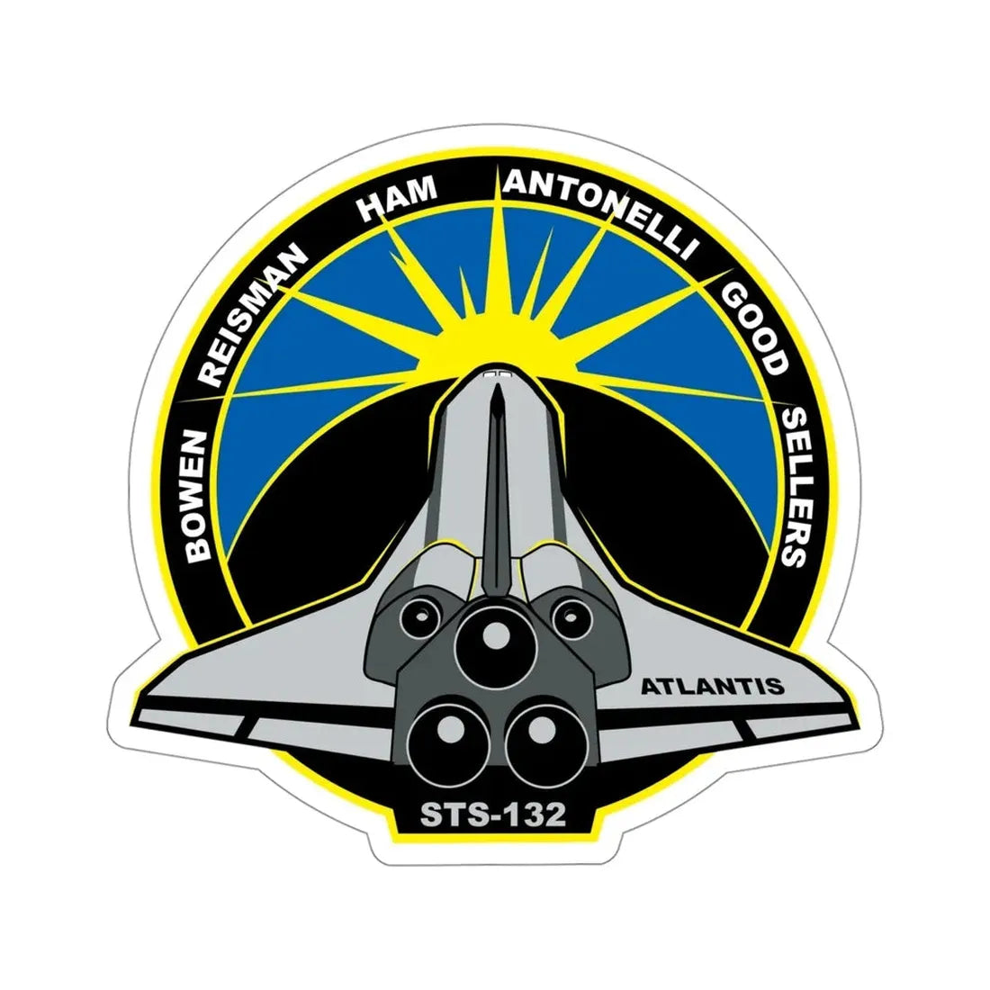 STS 132 Patch NASA STICKER Vinyl Die-Cut Decal 4 Inch - The Sticker Space