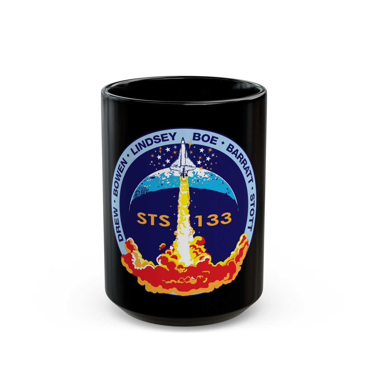 STS 133 (NASA) Black Coffee Mug-15oz-The Sticker Space