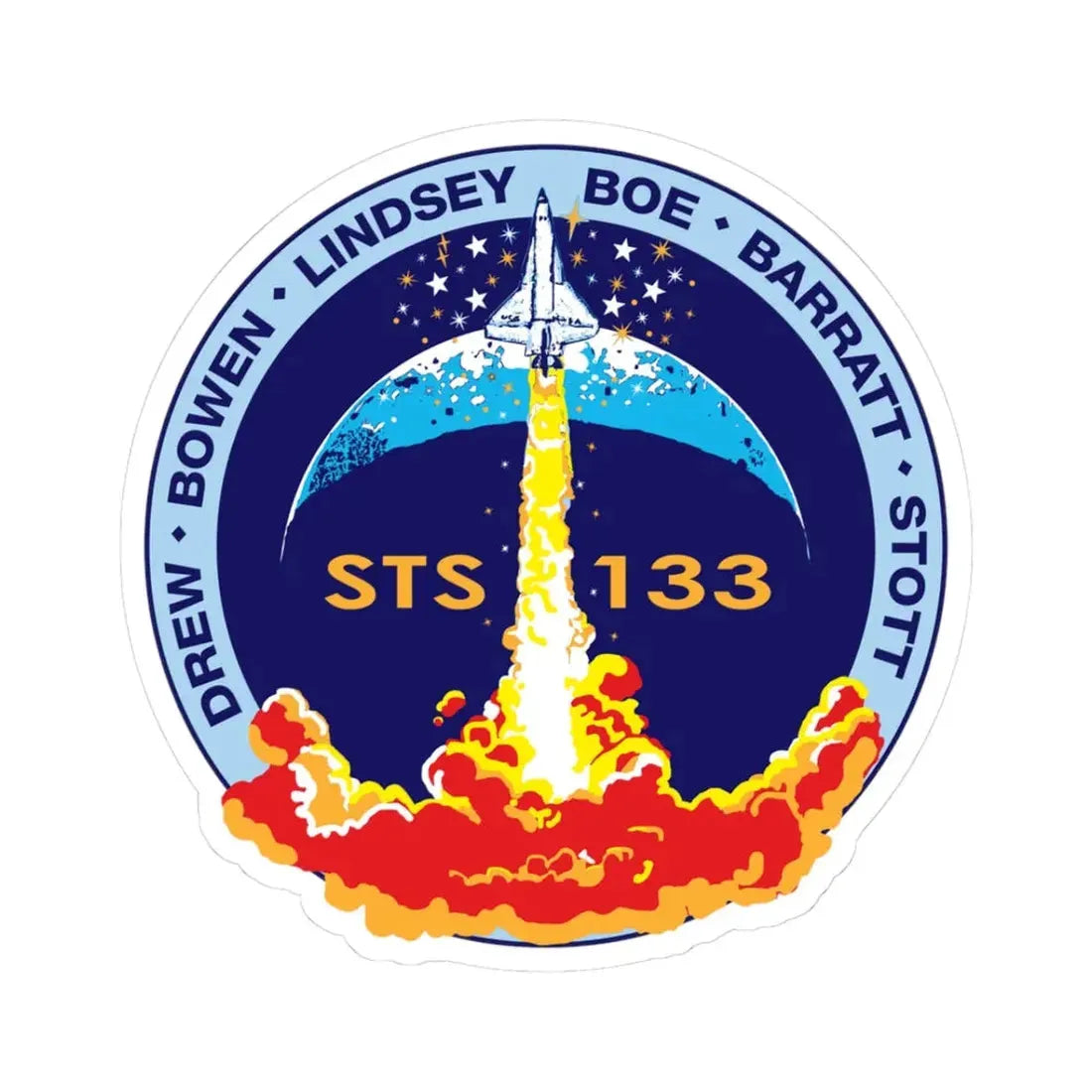 STS 133 (NASA) STICKER Vinyl Kiss-Cut Decal 3 Inch White - The Sticker Space