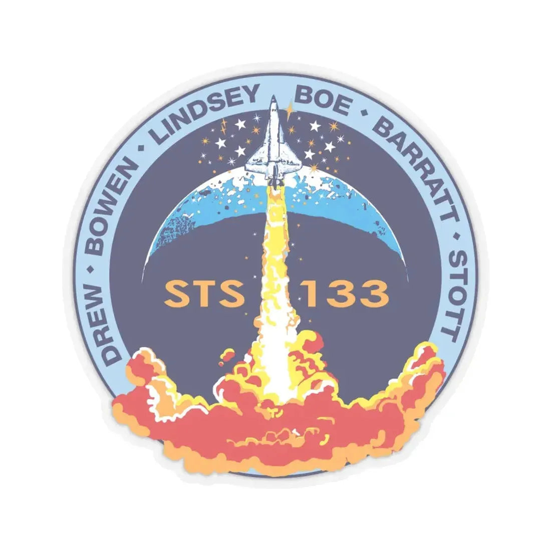 STS 133 (NASA) STICKER Vinyl Kiss-Cut Decal 6 Inch Transparent - The Sticker Space