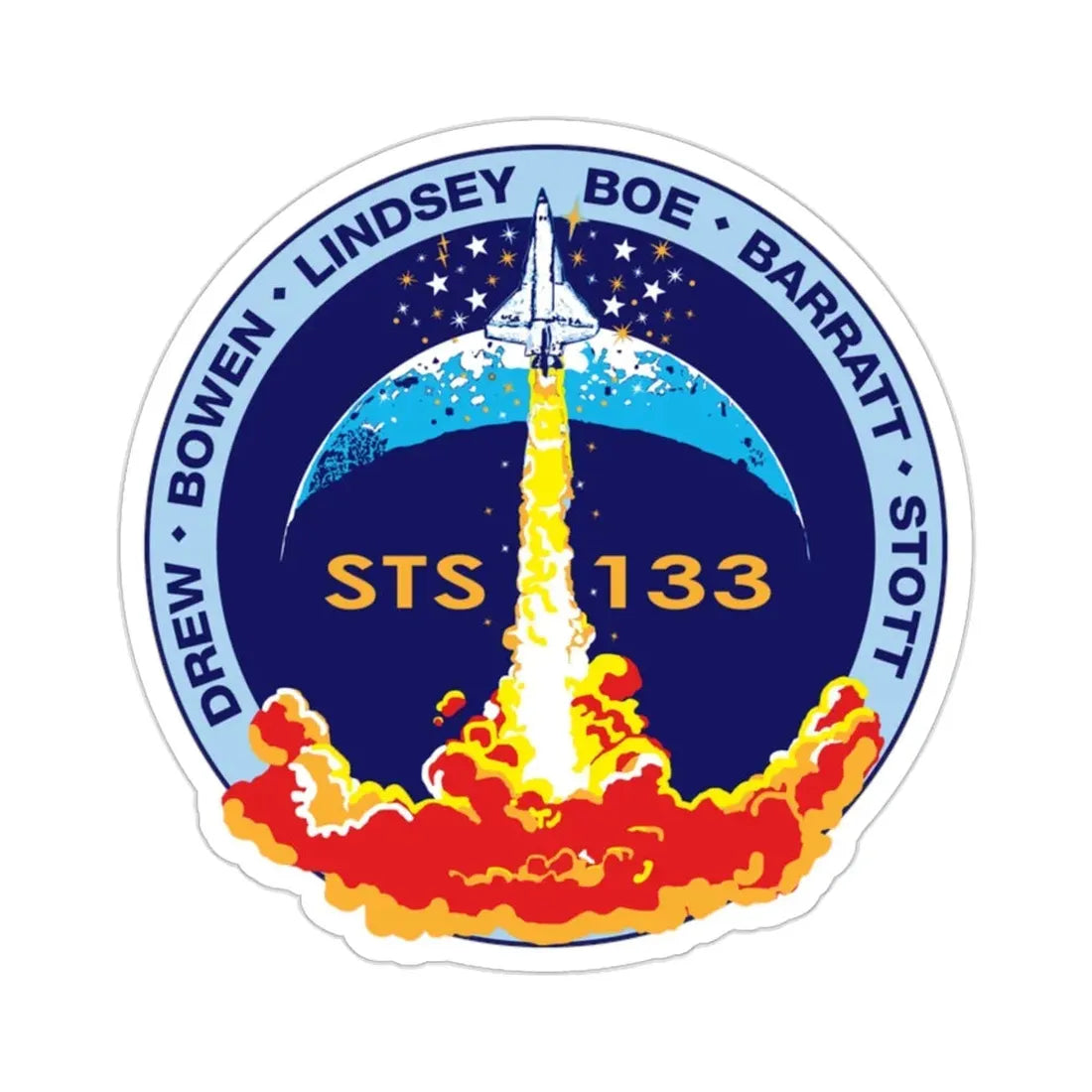 STS 133 Patch NASA STICKER Vinyl Die-Cut Decal 2 Inch - The Sticker Space