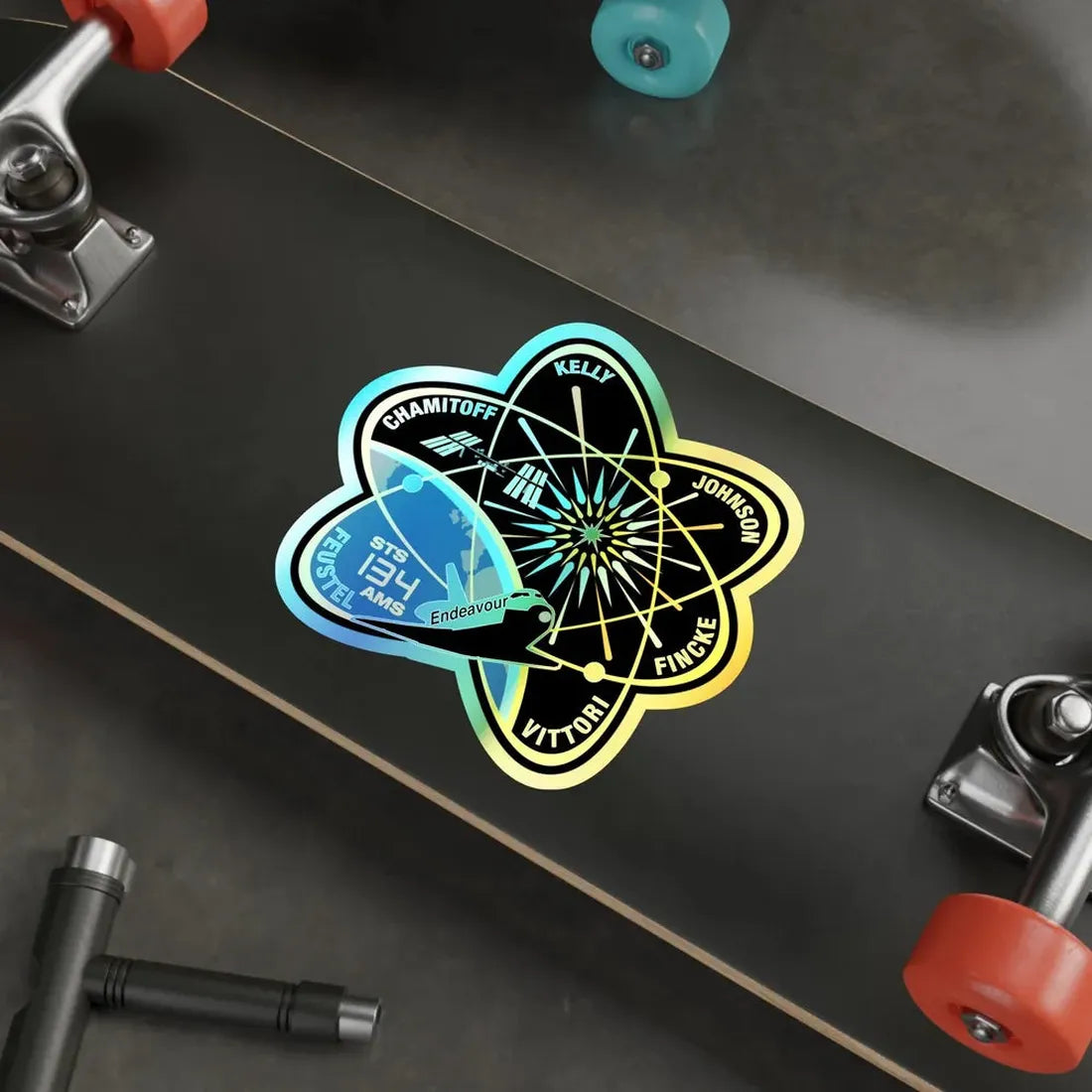 STS 134 (NASA) Holographic STICKER Die-Cut Vinyl Decal - The Sticker Space
