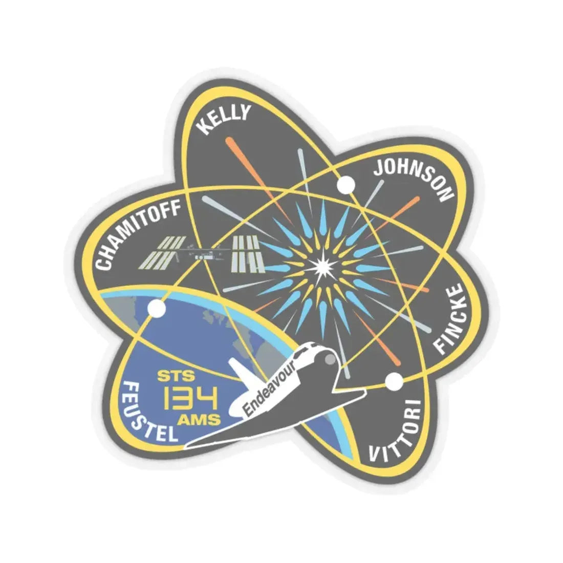 STS 134 (NASA) STICKER Vinyl Kiss-Cut Decal 2 Inch Transparent - The Sticker Space