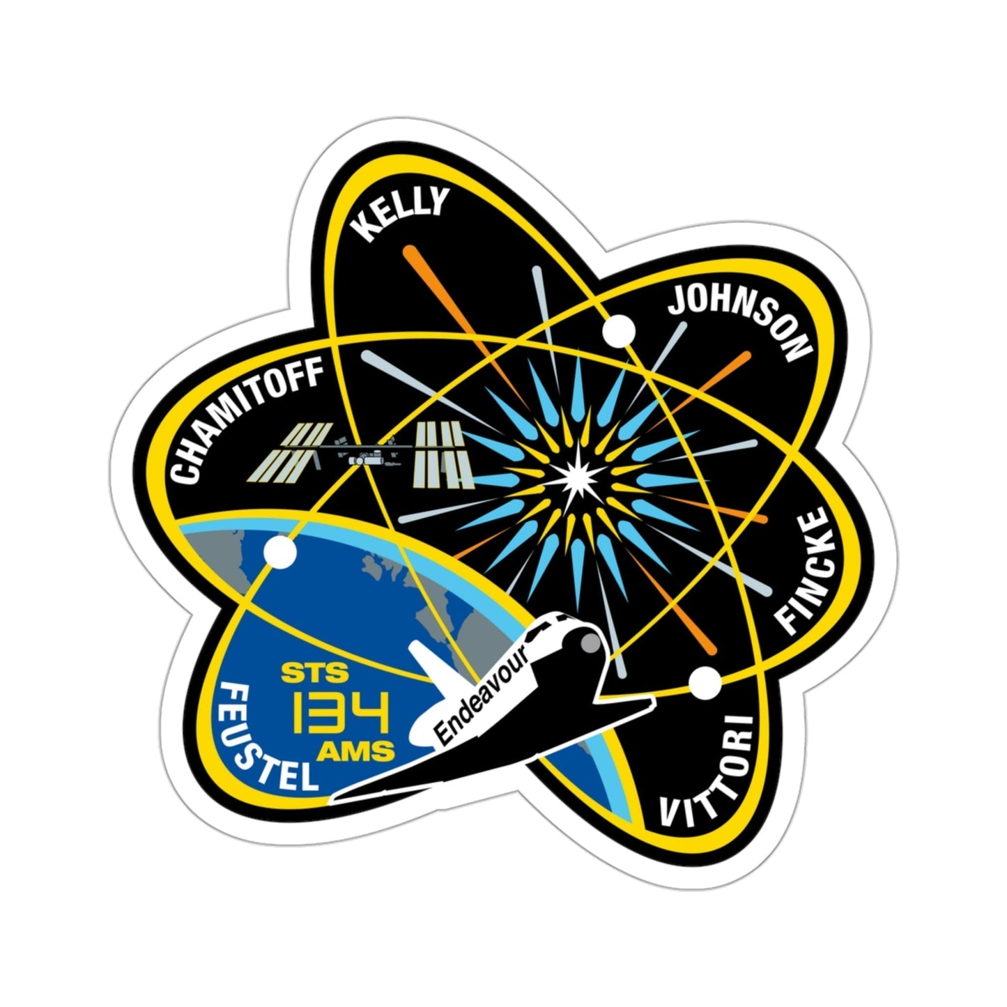 STS 134 Patch NASA STICKER Vinyl Die-Cut Decal-3 Inch-The Sticker Space