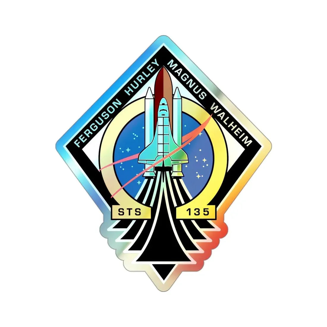 STS 135 (NASA) Holographic STICKER Die-Cut Vinyl Decal 3 Inch Holographic - The Sticker Space