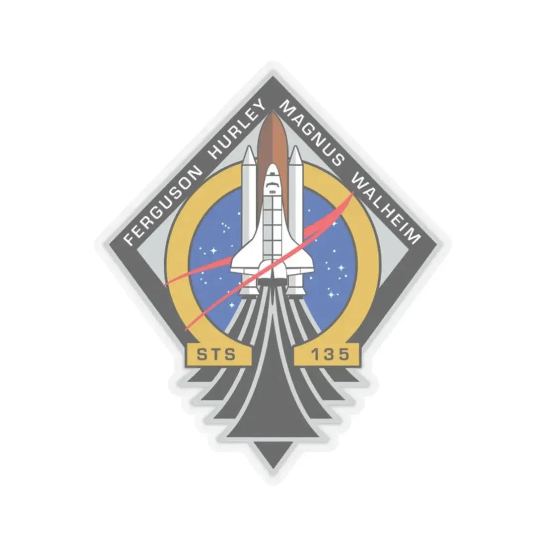 STS 135 (NASA) STICKER Vinyl Kiss-Cut Decal 2 Inch Transparent - The Sticker Space