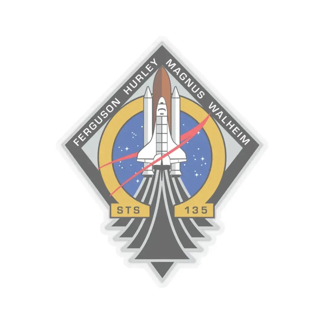 STS 135 (NASA) STICKER Vinyl Kiss-Cut Decal 3 Inch Transparent - The Sticker Space