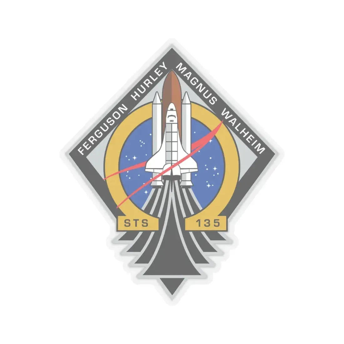 STS 135 (NASA) STICKER Vinyl Kiss-Cut Decal 4 Inch Transparent - The Sticker Space