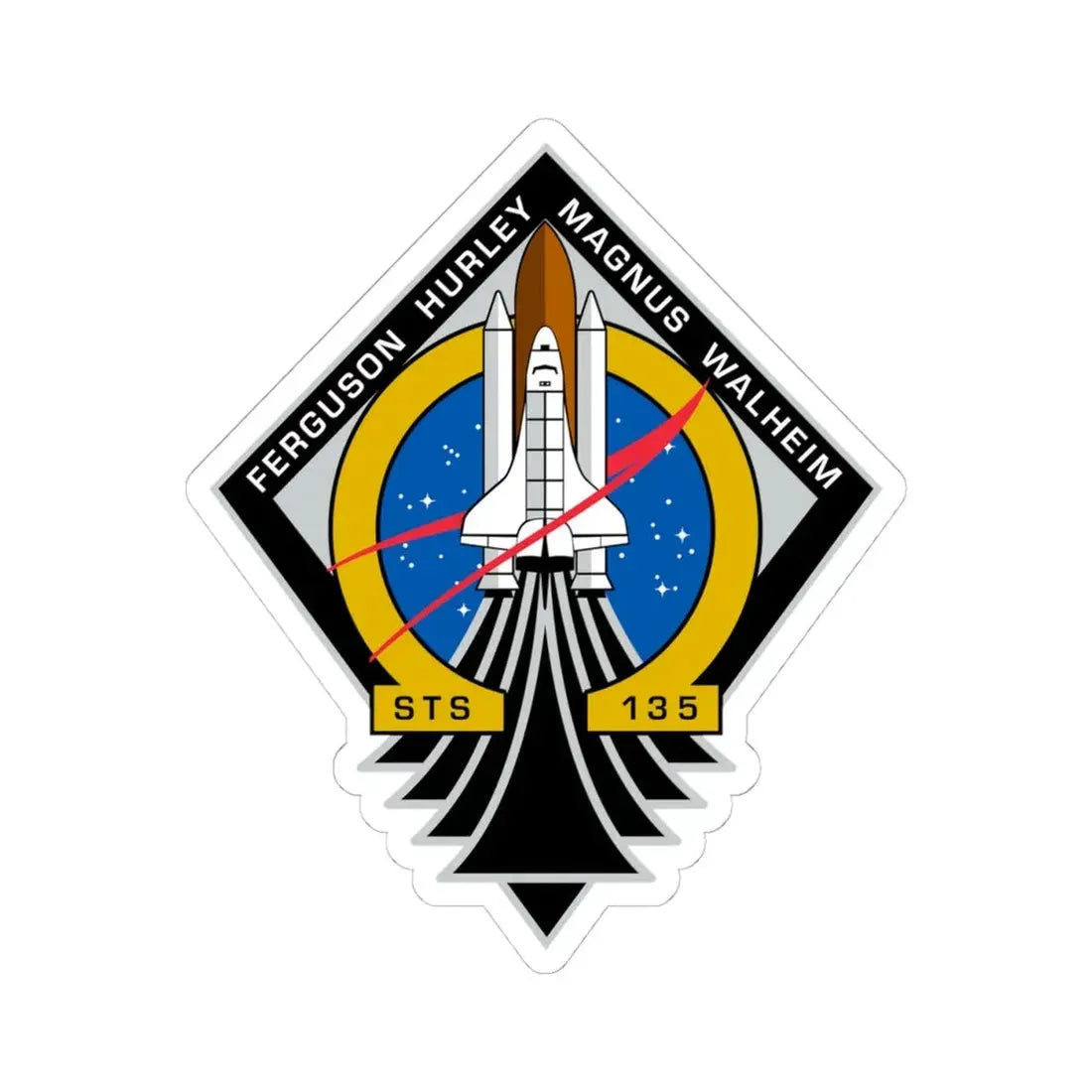 STS 135 (NASA) STICKER Vinyl Kiss-Cut Decal 4 Inch White - The Sticker Space