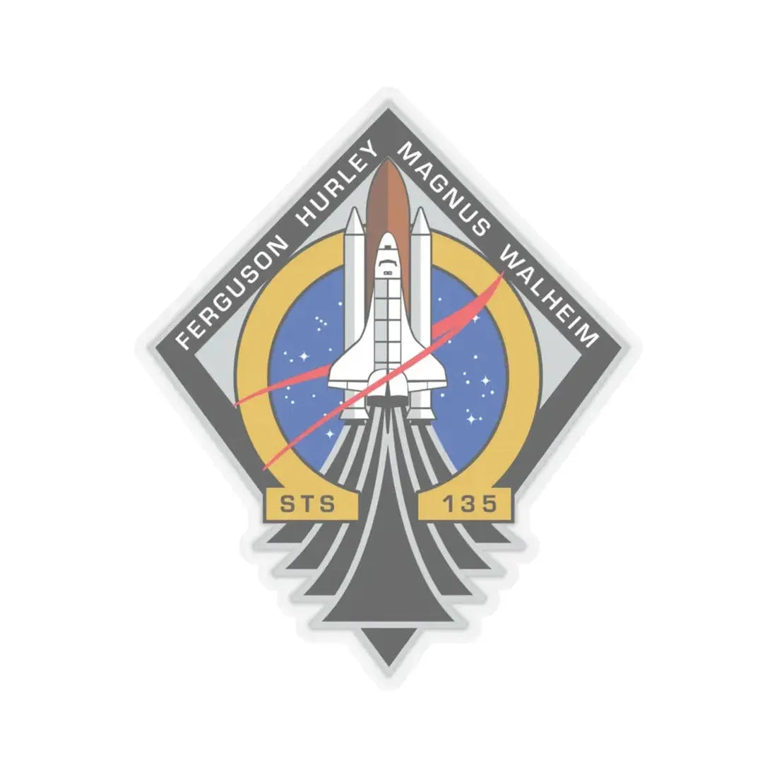 STS 135 (NASA) STICKER Vinyl Kiss-Cut Decal 6 Inch Transparent - The Sticker Space