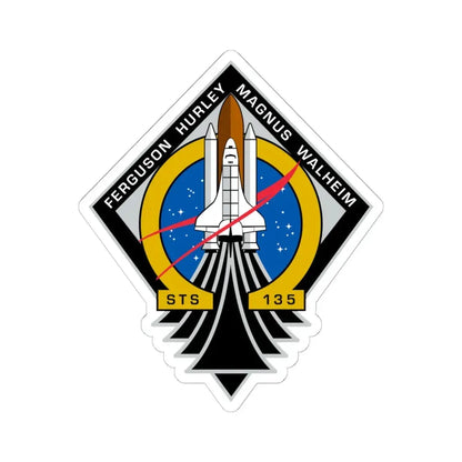 STS 135 (NASA) STICKER Vinyl Kiss-Cut Decal 6 Inch White - The Sticker Space