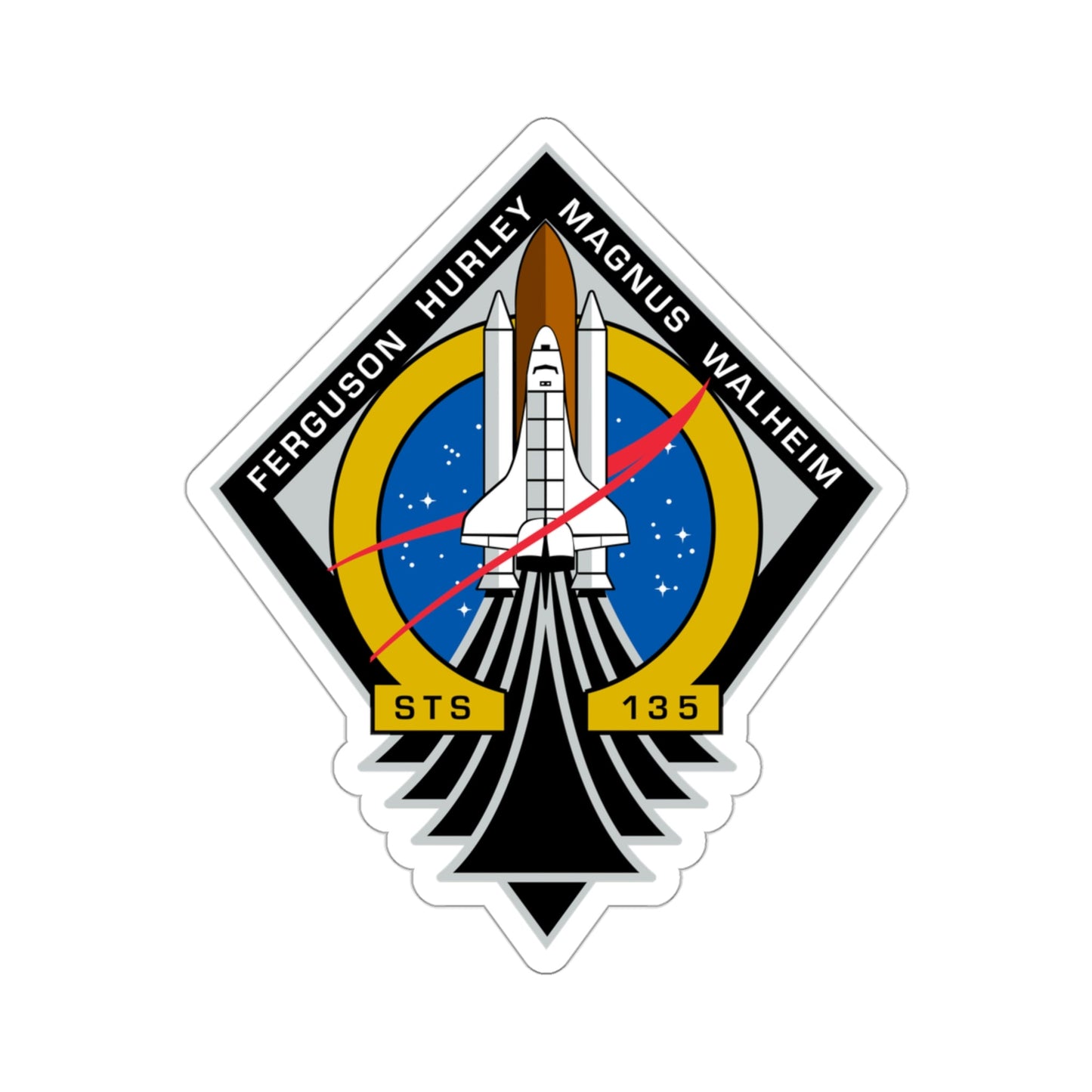 STS 135 Patch NASA STICKER Vinyl Die-Cut Decal-3 Inch-The Sticker Space