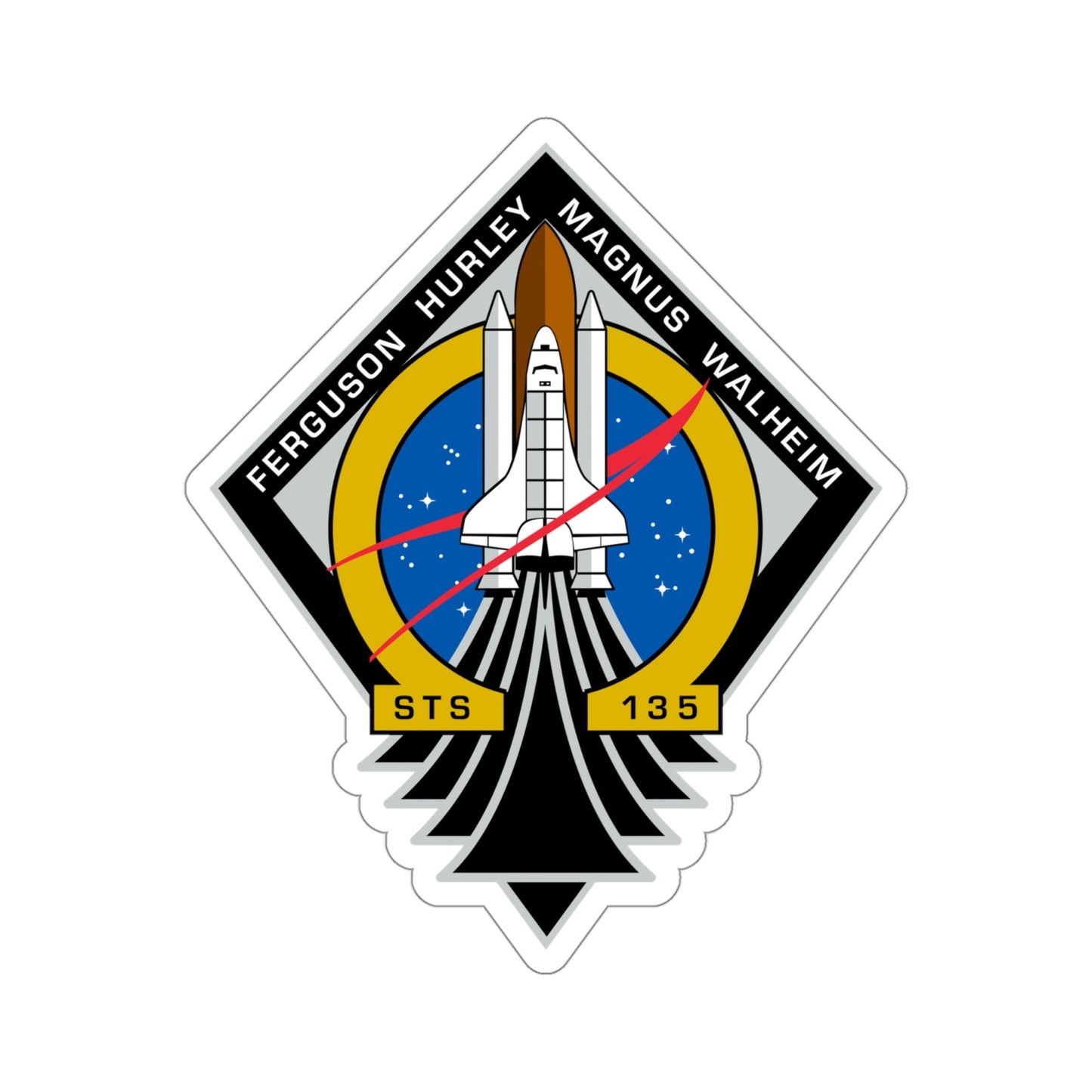 STS 135 Patch NASA STICKER Vinyl Die-Cut Decal-4 Inch-The Sticker Space