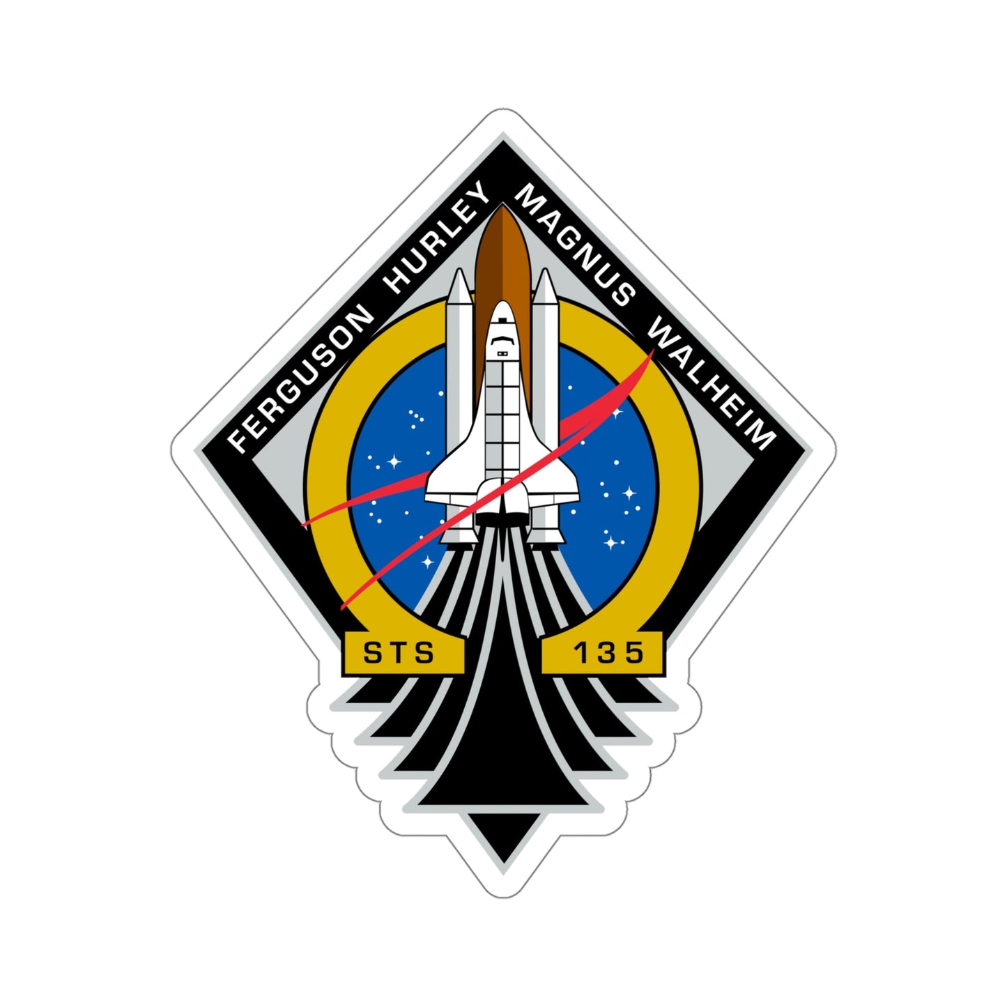 STS 135 Patch NASA STICKER Vinyl Die-Cut Decal-5 Inch-The Sticker Space