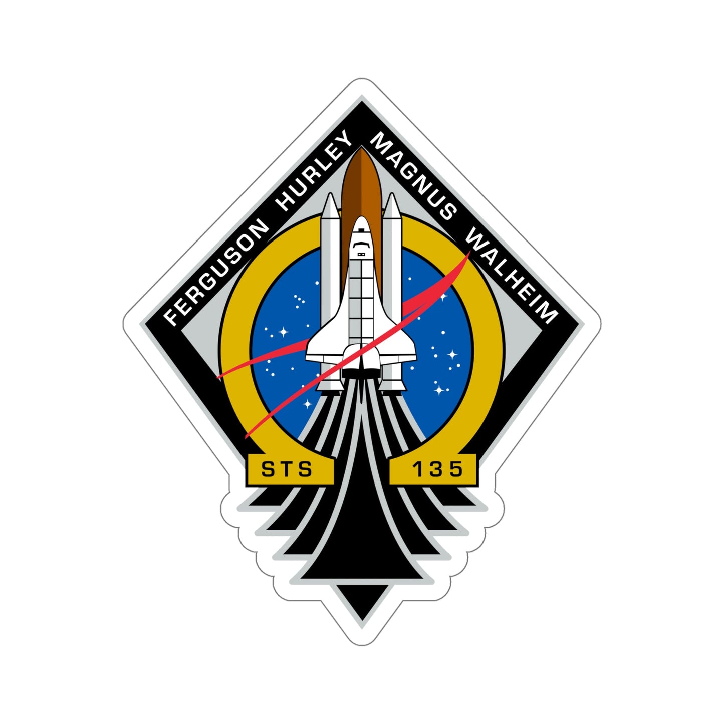 STS 135 Patch NASA STICKER Vinyl Die-Cut Decal-6 Inch-The Sticker Space