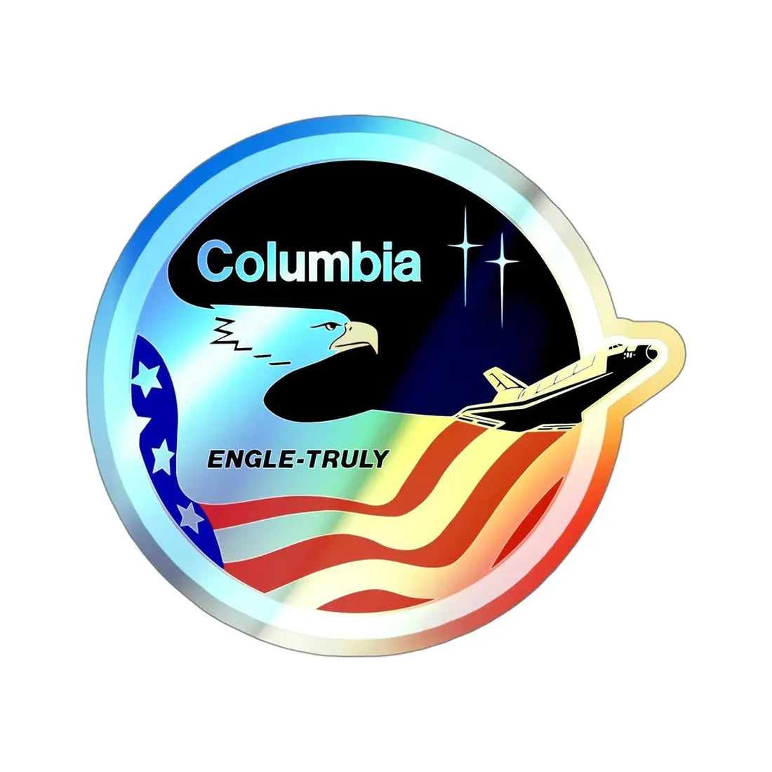 STS 2 (NASA) Holographic STICKER Die-Cut Vinyl Decal 4 Inch Holographic - The Sticker Space