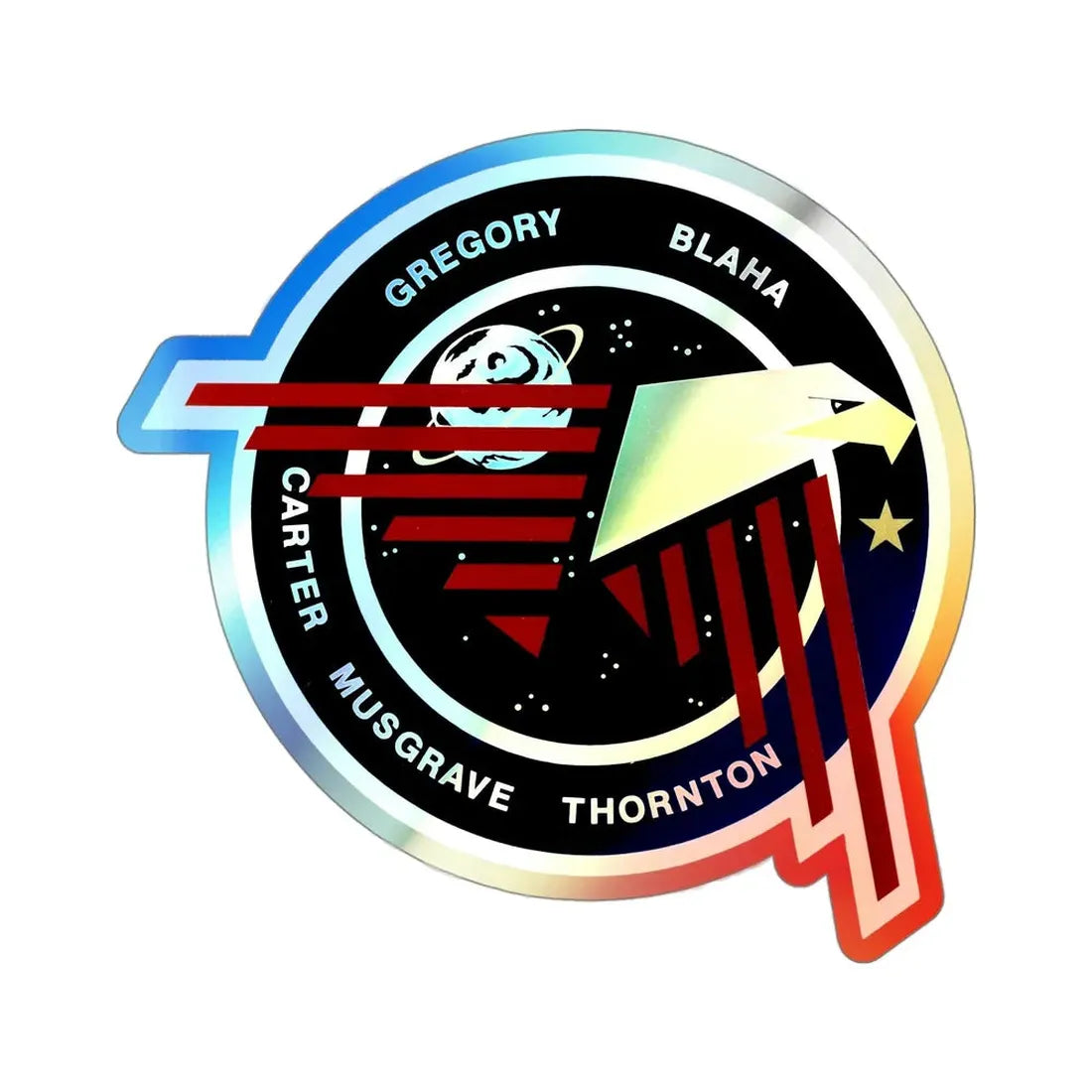 STS 33 (NASA) Holographic STICKER Die-Cut Vinyl Decal 4 Inch Holographic - The Sticker Space